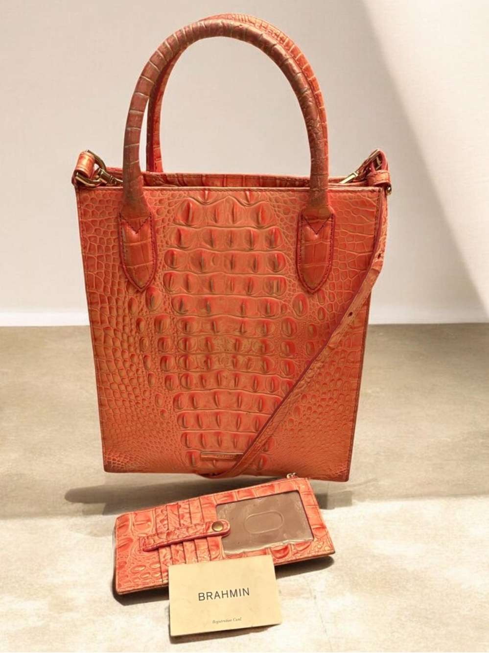 Brahmin Melbourne Moira Tote in Pink Punch with matching Credit Card Wallet